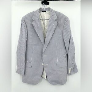 Men's Light Blue Seersucker Two-Button Blazer